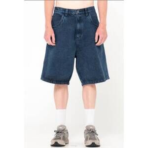 NEW RUSTY flip daddy tapeless jort in overdyed blue